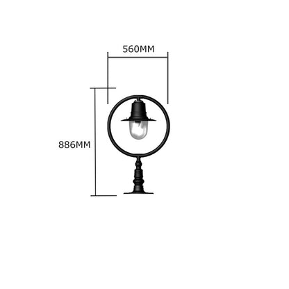 Copper railway style pier light for flat pier caps 0.89m (H351C)