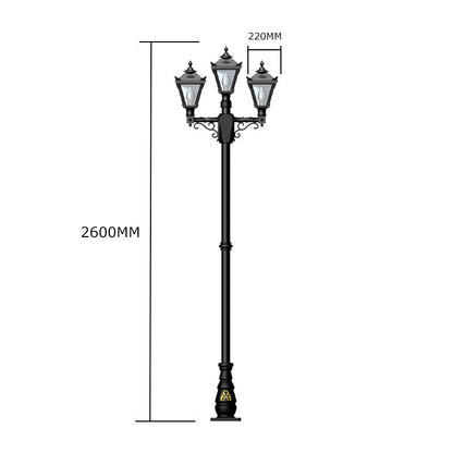 Victorian style medium triple headed lamp post 2.6m (H037)