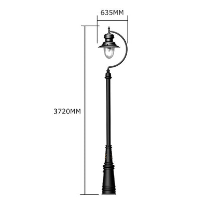 Vintage tear drop lamp post in cast iron and steel 3.7m (H501)