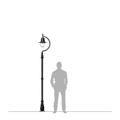 Vintage tear drop lamp post in cast iron and steel 2.8m (H506)