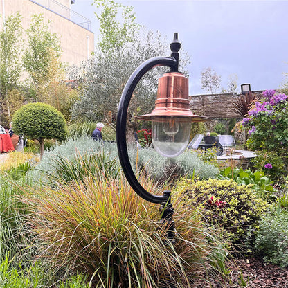 Vintage tear drop pedestal light in copper and cast iron 1.3m (H508C)