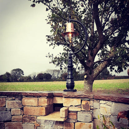 Vintage tear drop pedestal light in copper and cast iron 1.3m (H508C)