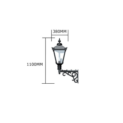 Victorian traditional cast iron wall light with decorative arm 1.1m in height (H841)