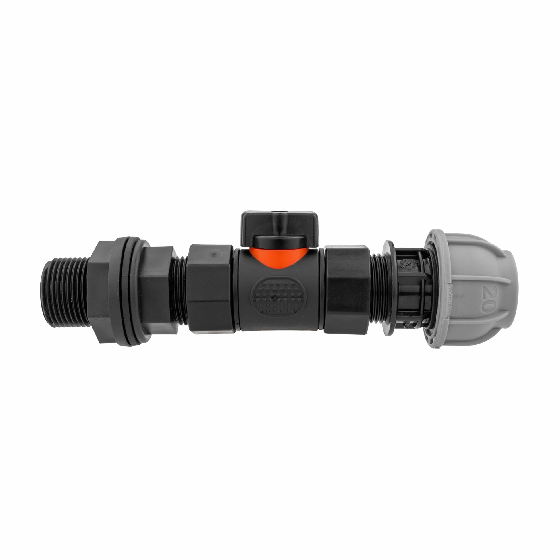 Water Butt Connector 3/4" BSP with In-Line BSPF Valve and 20mm MDPE Straight - Best4Trade-Retail Garden watering