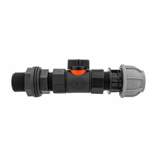 Water Butt Connector 3/4" BSP with In-Line BSPF Valve and 20mm MDPE Straight - Best4Trade-Retail Garden watering