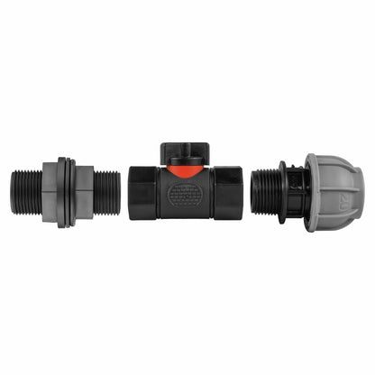 Water Butt Connector 3/4" BSP with In-Line BSPF Valve and 20mm MDPE Straight - Best4Trade-Retail Garden watering