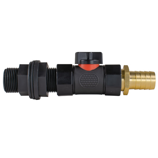 Water Butt Connector 3/4" BSP with In-Line BSPF Valve and 19mm Brass Barb - Best4Trade-Retail Garden watering