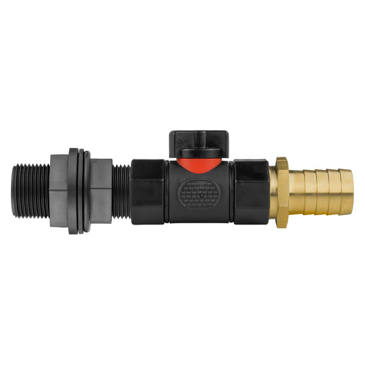 Water Butt Connector 3/4" BSP with In-Line BSPF Valve and 25mm Brass Barb - Best4Trade-Retail Garden watering