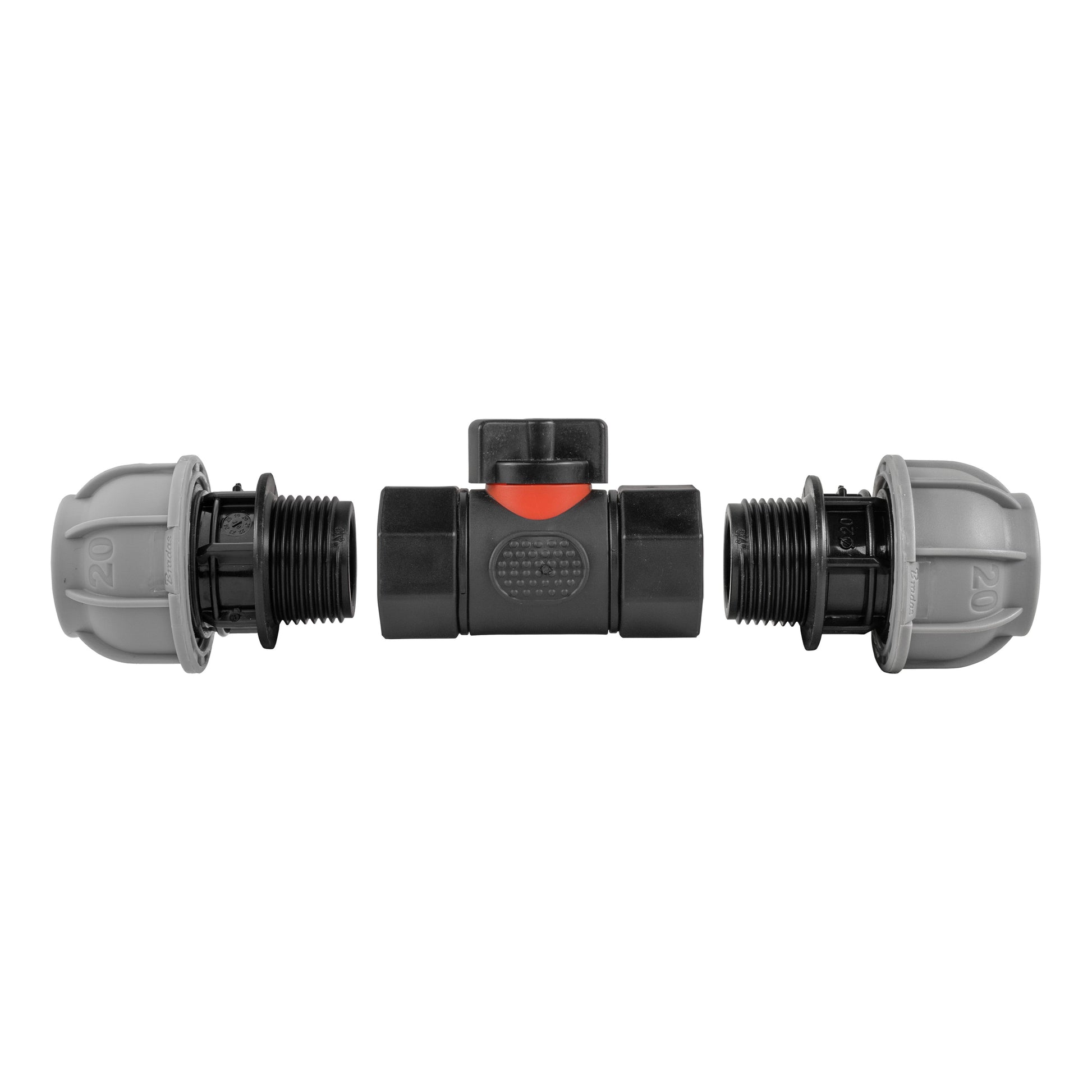 In-Line BSPF Valve with 2 x 20mm MDPE Straight Connectors - Best4Trade-Retail Garden watering