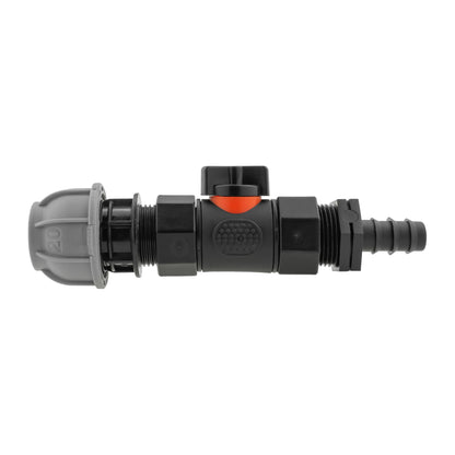 20mm MDPE Straight with In-Line BSPF Valve and 16mm Barbed Straight - Best4Trade-Retail Garden watering