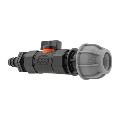 20mm MDPE Straight with In-Line BSPF Valve and 16mm Barbed Straight - Best4Trade-Retail Garden watering
