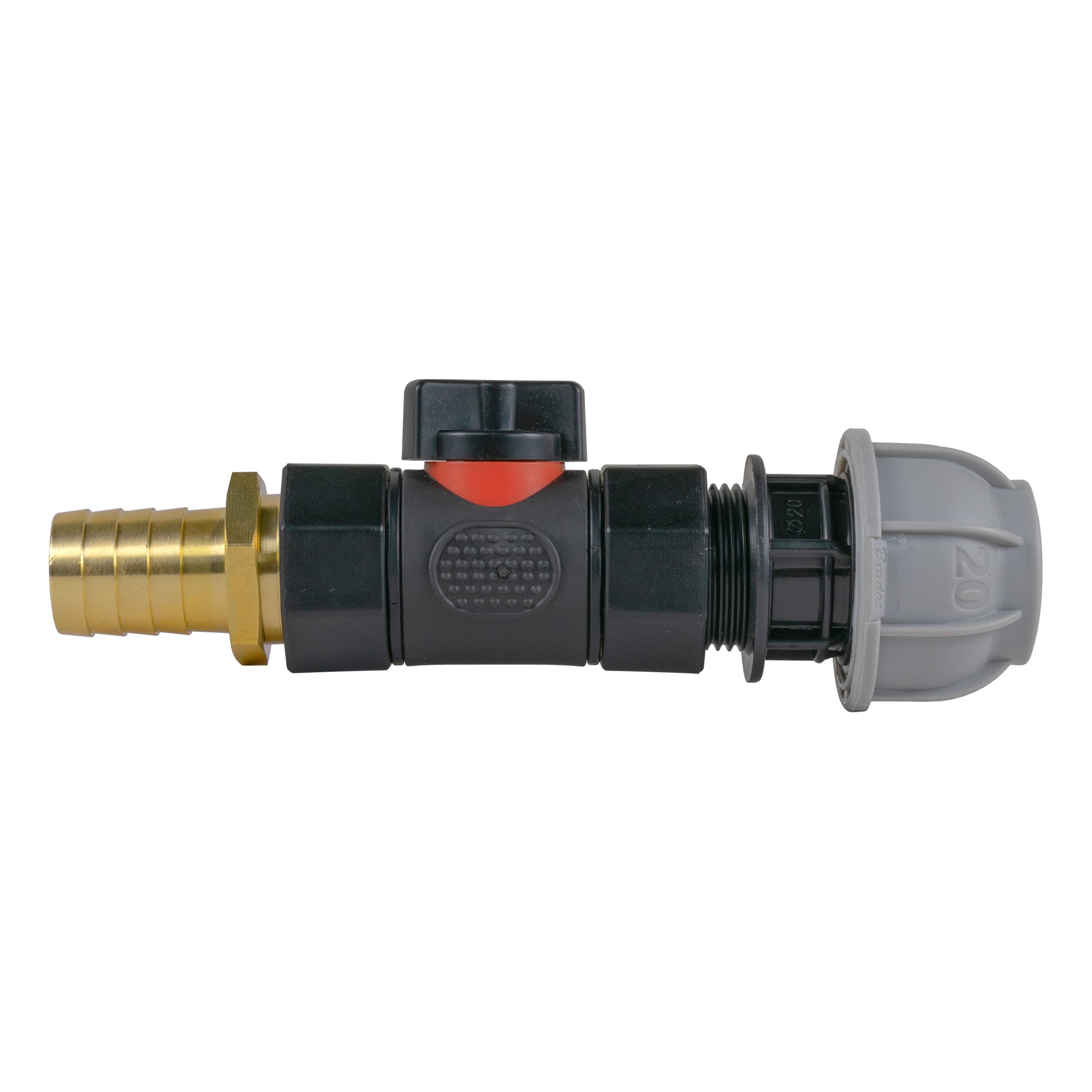 20mm MDPE Straight with In-Line BSPF Valve and 19mm Brass Barb - Best4Trade-Retail Garden watering
