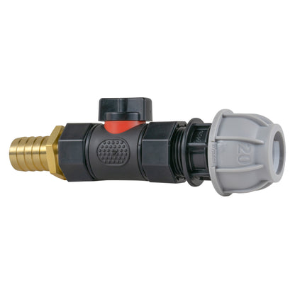 20mm MDPE Straight with In-Line BSPF Valve and 19mm Brass Barb - Best4Trade-Retail Garden watering