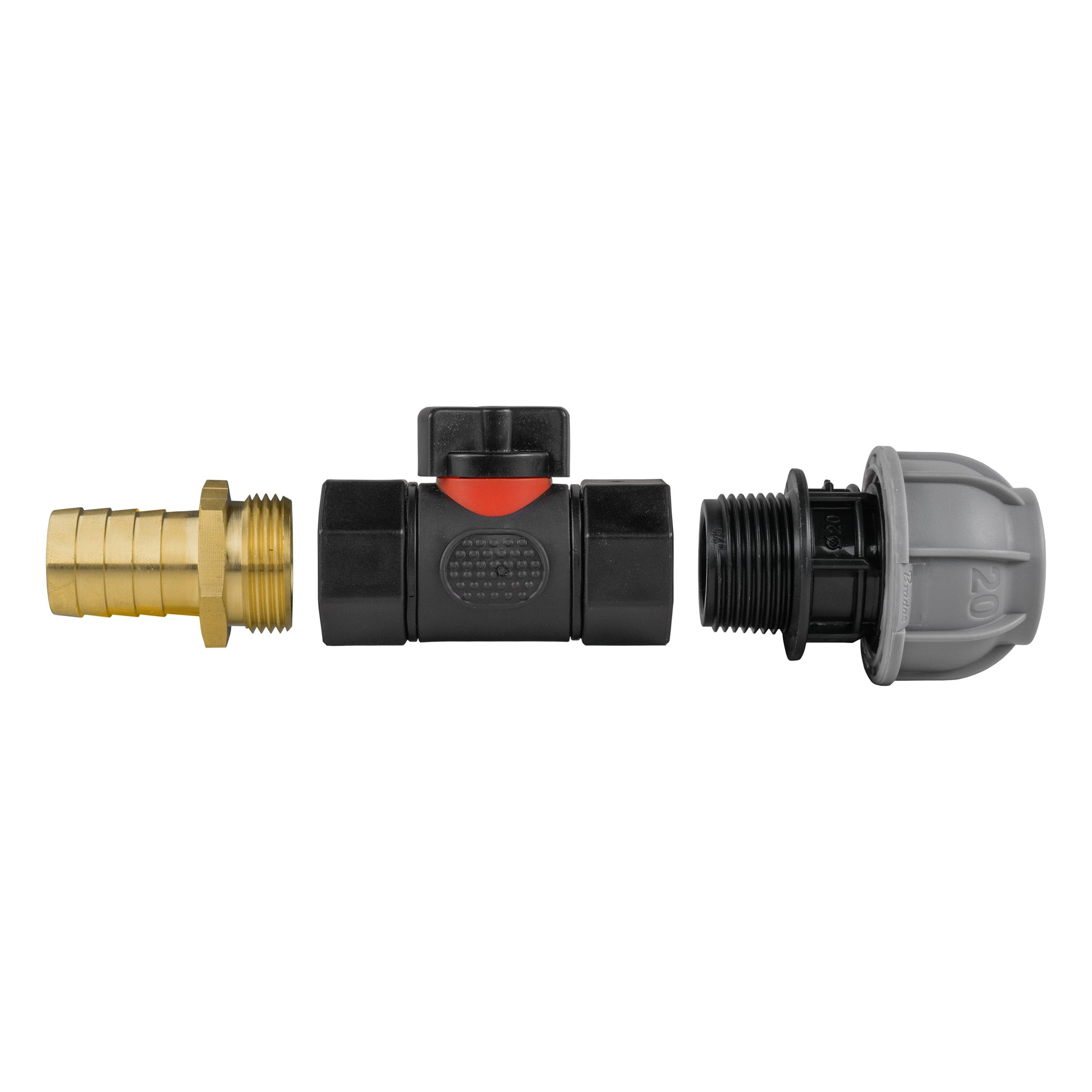 20mm MDPE Straight with In-Line BSPF Valve and 19mm Brass Barb - Best4Trade-Retail Garden watering