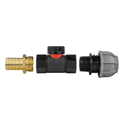 20mm MDPE Straight with In-Line BSPF Valve and 19mm Brass Barb - Best4Trade-Retail Garden watering