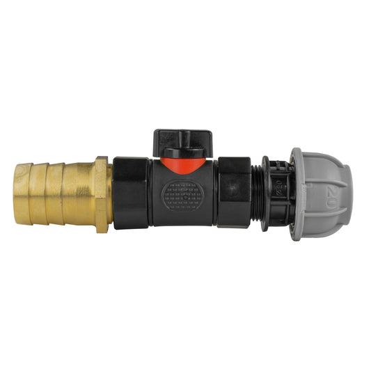 20mm MDPE Straight with In-Line BSPF Valve and 25mm Brass Barb - Best4Trade-Retail Garden watering
