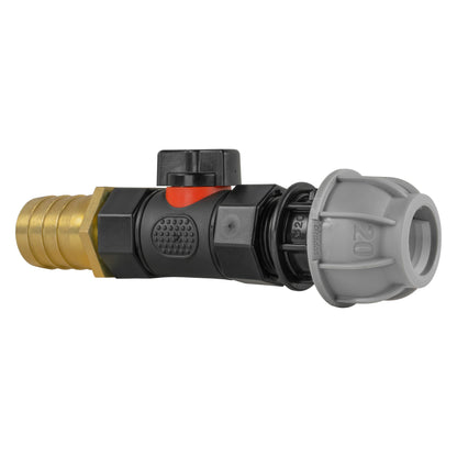 20mm MDPE Straight with In-Line BSPF Valve and 25mm Brass Barb - Best4Trade-Retail Garden watering