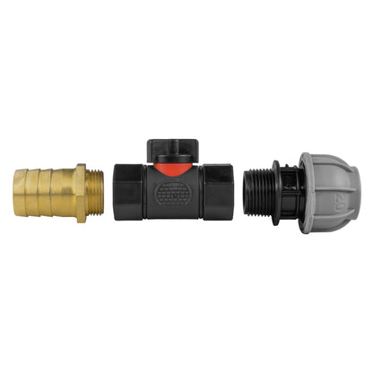 20mm MDPE Straight with In-Line BSPF Valve and 25mm Brass Barb - Best4Trade-Retail Garden watering