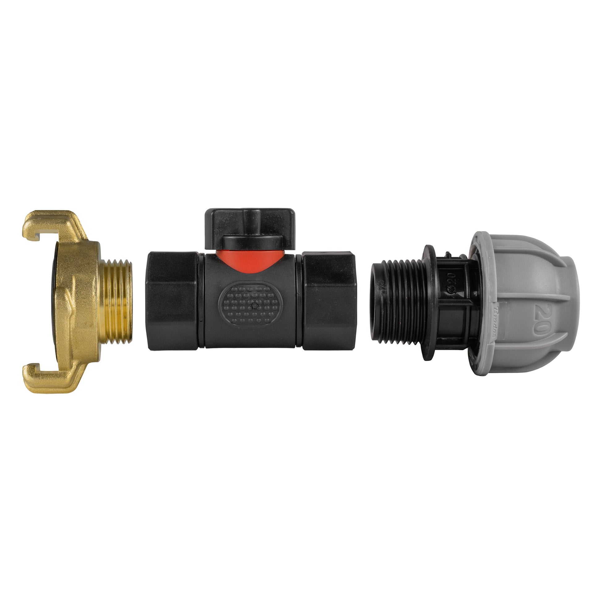 20mm MDPE Straight with In-Line BSPF Valve and Geka Type Connector - Best4Trade-Retail Garden watering