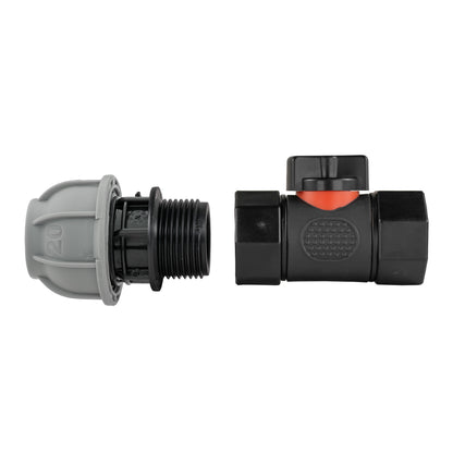20mm MDPE Straight with In-Line BSPF Threaded Valve - Best4Trade-Retail Garden watering