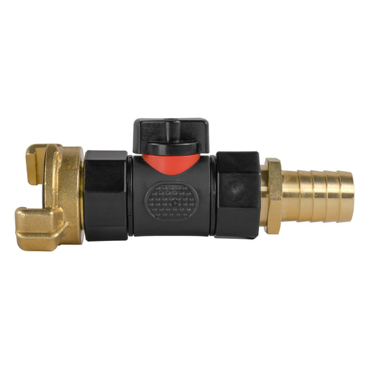 Geka Type Connector with In-Line BSPF Valve and 19mm Brass Barb - Best4Trade-Retail Garden watering