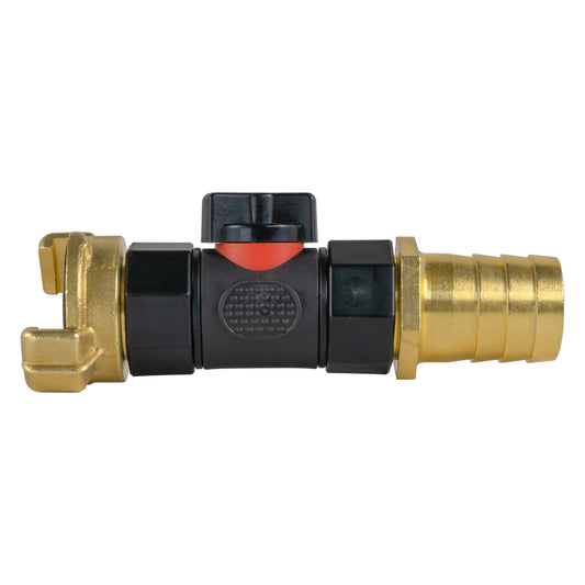 Geka Type Connector with In-Line BSPF Valve and 25mm Brass Barb - Best4Trade-Retail Garden watering