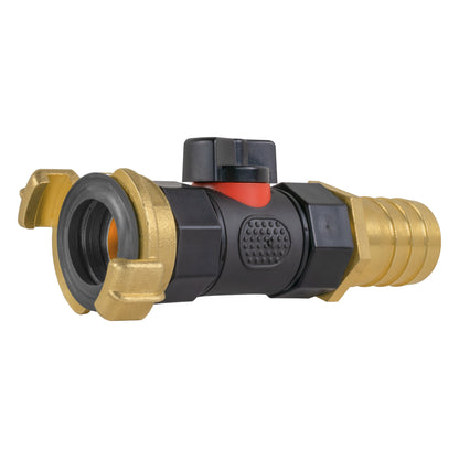 Geka Type Connector with In-Line BSPF Valve and 25mm Brass Barb - Best4Trade-Retail Garden watering