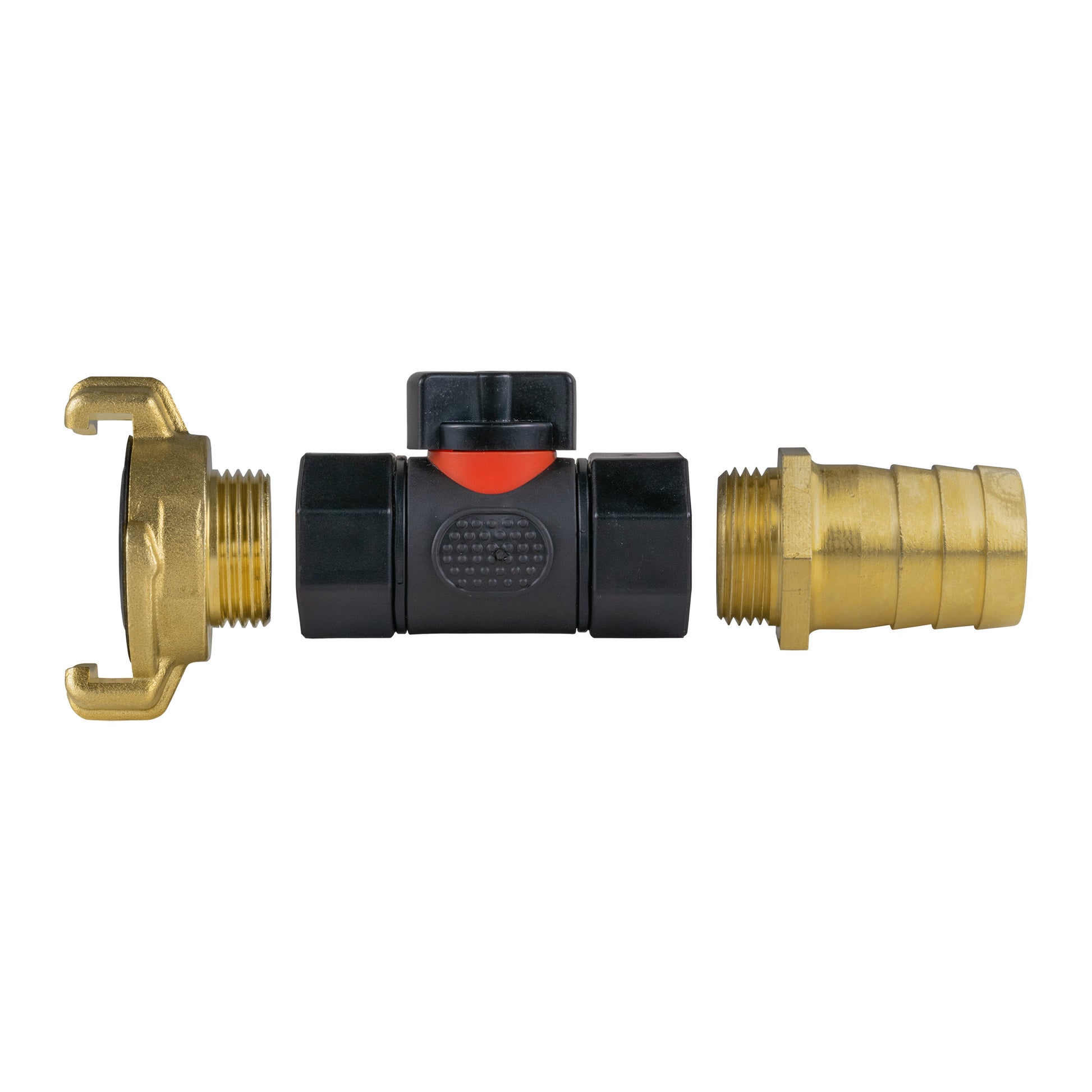 Geka Type Connector with In-Line BSPF Valve and 25mm Brass Barb - Best4Trade-Retail Garden watering