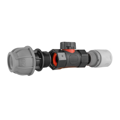 Hose Connector WL with In-Line BSPF Valve and 20mm MDPE Straight - Best4Trade-Retail Garden watering