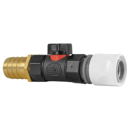 Hose Connector WL with In-Line BSPF Valve and 25mm Brass Barb - Best4Trade-Retail Garden watering