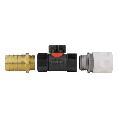 Hose Connector WL with In-Line BSPF Valve and 25mm Brass Barb - Best4Trade-Retail Garden watering