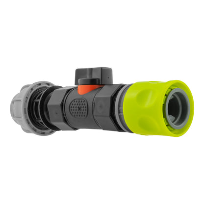 Hose Connector Lime with In-Line BSPF Valve and 20mm MDPE Straight - Best4Trade-Retail Garden watering