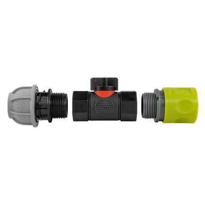Hose Connector Lime with In-Line BSPF Valve and 20mm MDPE Straight - Best4Trade-Retail Garden watering
