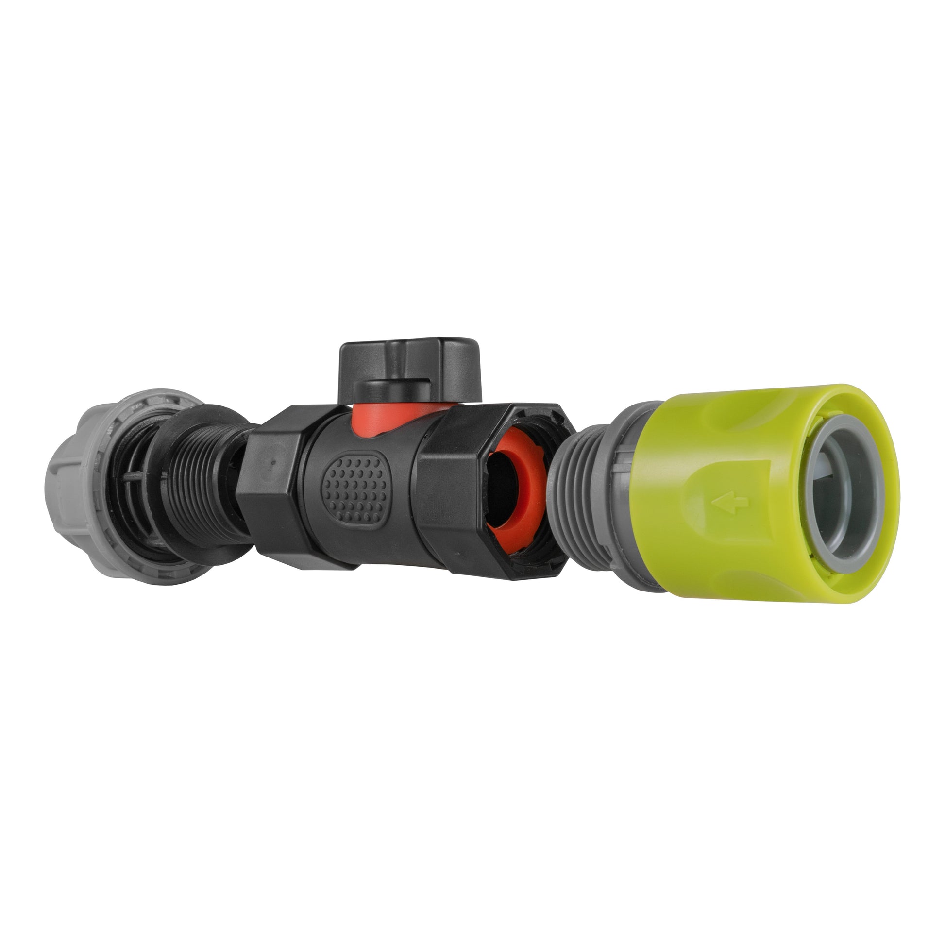 Hose Connector Lime with In-Line BSPF Valve and 20mm MDPE Straight - Best4Trade-Retail Garden watering