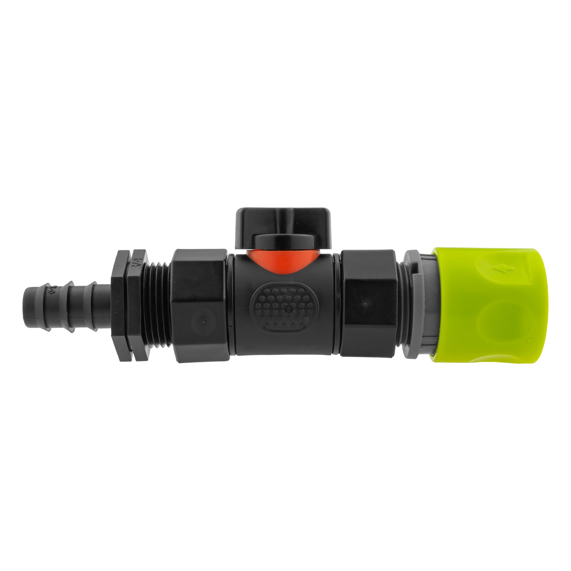 Hose Connector Lime with In-Line BSPF Valve and 16mm Barbed Straight - Best4Trade-Retail Garden watering