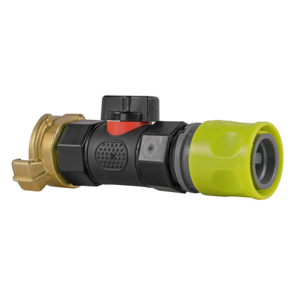 Hose Connector Lime with In-Line BSPF Valve and Geka Type Connector - Best4Trade-Retail Garden watering