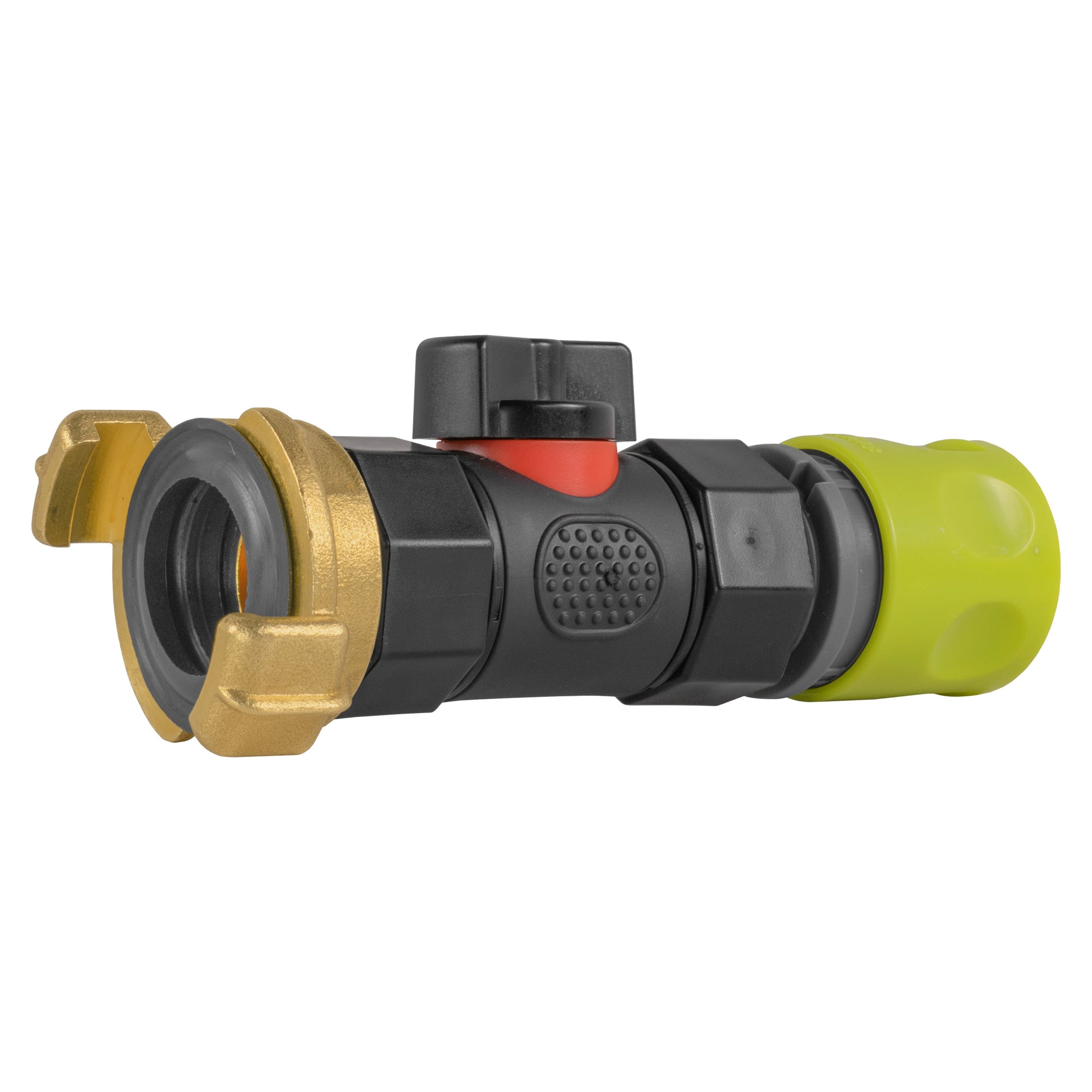 Hose Connector Lime with In-Line BSPF Valve and Geka Type Connector - Best4Trade-Retail Garden watering