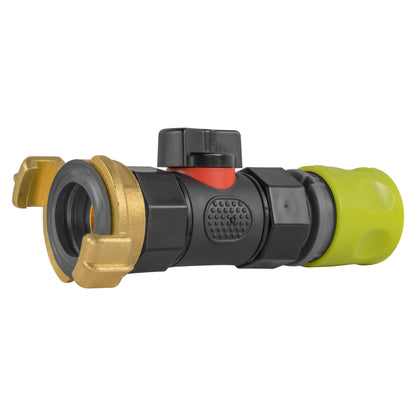 Hose Connector Lime with In-Line BSPF Valve and Geka Type Connector - Best4Trade-Retail Garden watering