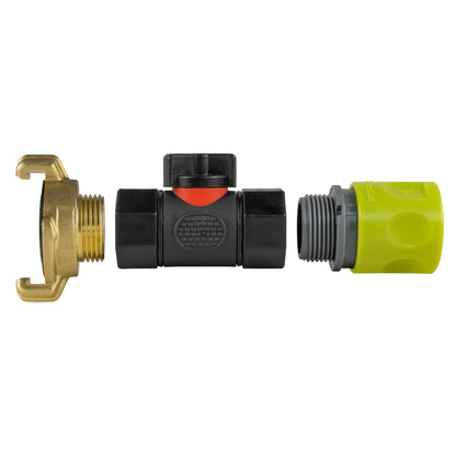 Hose Connector Lime with In-Line BSPF Valve and Geka Type Connector - Best4Trade-Retail Garden watering