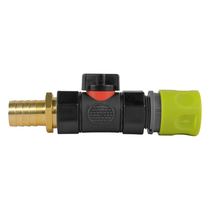 Hose Connector Lime with In-Line BSPF Valve and 19mm Brass Barb - Best4Trade-Retail Garden watering