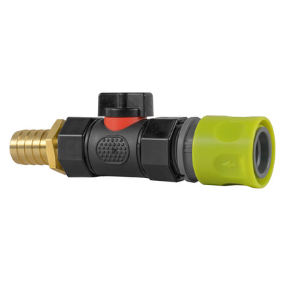 Hose Connector Lime with In-Line BSPF Valve and 19mm Brass Barb - Best4Trade-Retail Garden watering