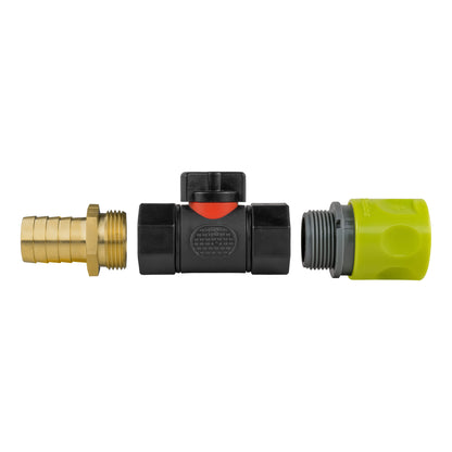 Hose Connector Lime with In-Line BSPF Valve and 19mm Brass Barb - Best4Trade-Retail Garden watering