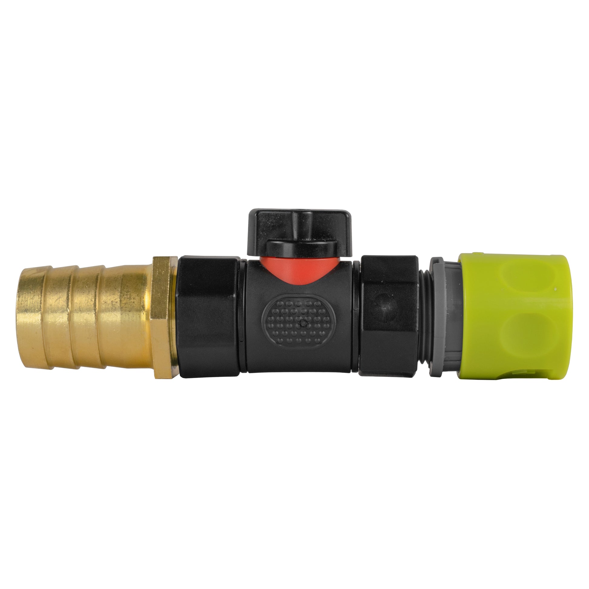 Hose Connector Lime with In-Line BSPF Valve and 25mm Brass Barb - Best4Trade-Retail Garden watering