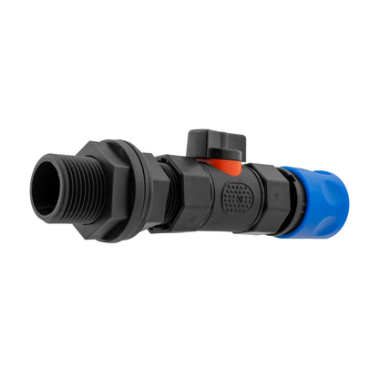 Hose Connector Blue with In-Line BSPF Valve and Water Butt Connector - Best4Trade-Retail Garden watering