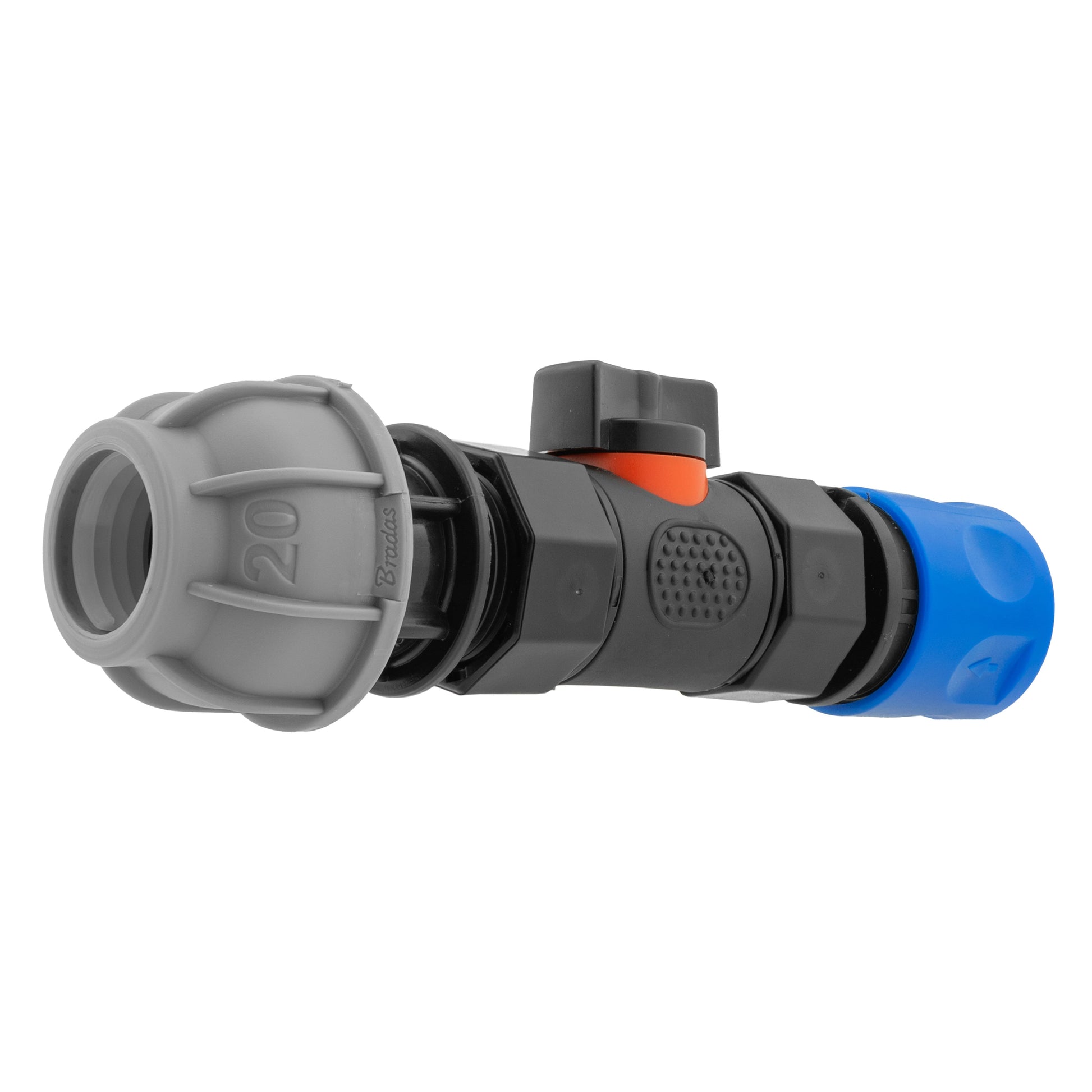 Hose Connector Blue with In-Line BSPF Valve and 20mm MDPE Straight - Best4Trade-Retail Garden watering
