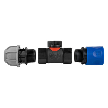 Hose Connector Blue with In-Line BSPF Valve and 20mm MDPE Straight - Best4Trade-Retail Garden watering