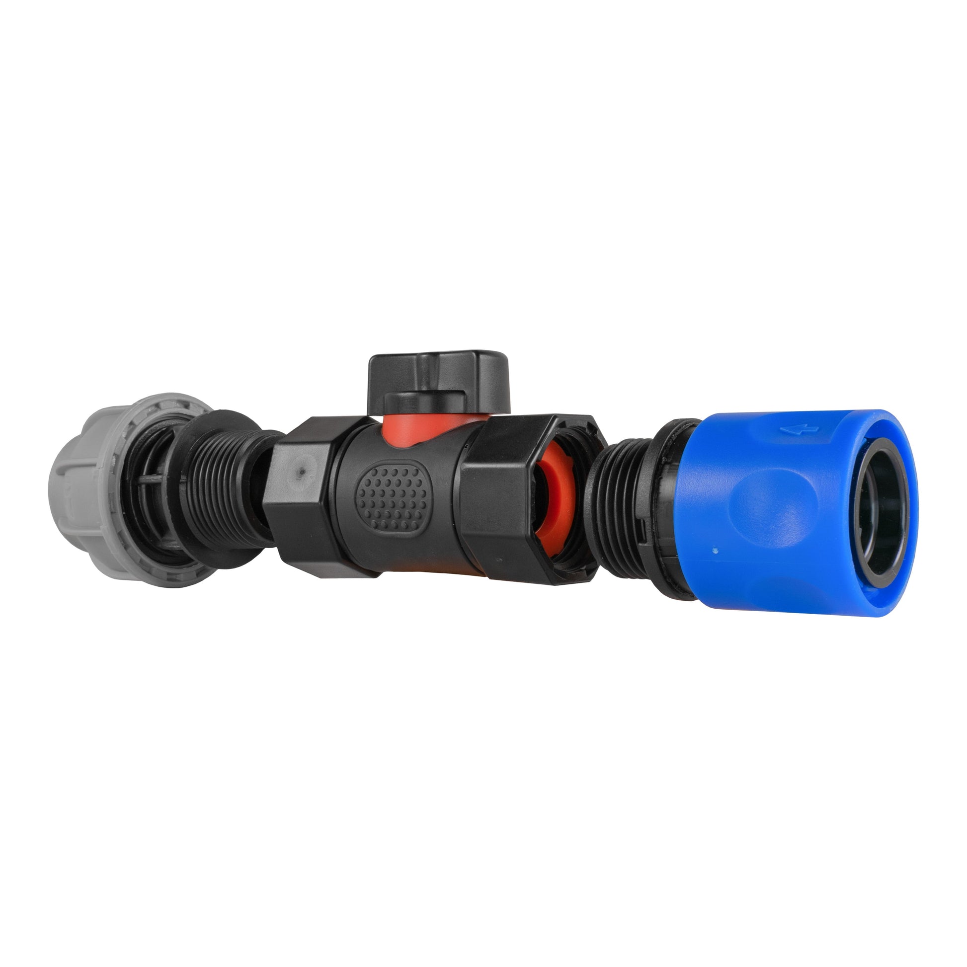Hose Connector Blue with In-Line BSPF Valve and 20mm MDPE Straight - Best4Trade-Retail Garden watering