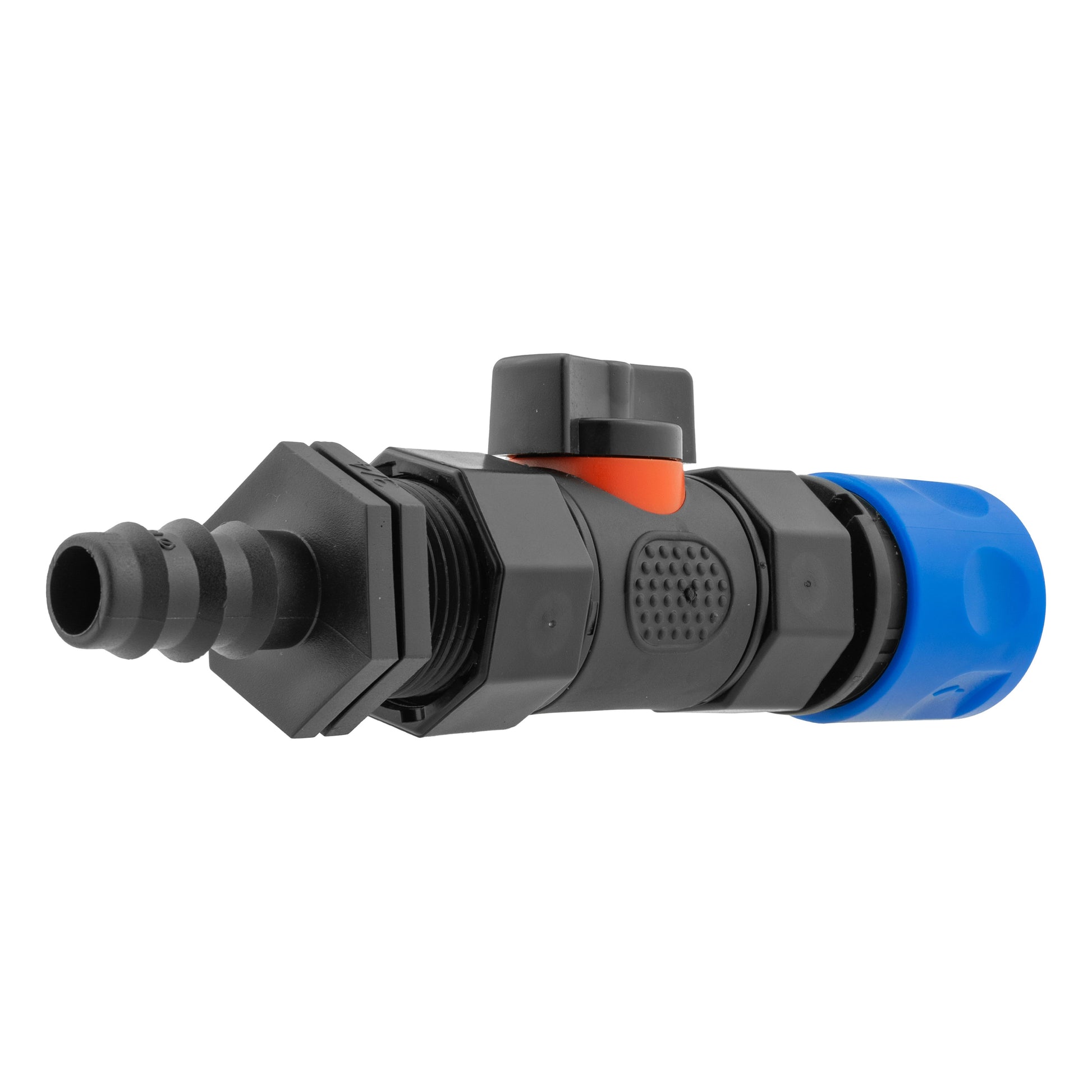 Hose Connector Blue with In-Line BSPF Valve and 16mm Barbed Straight - Best4Trade-Retail Garden watering