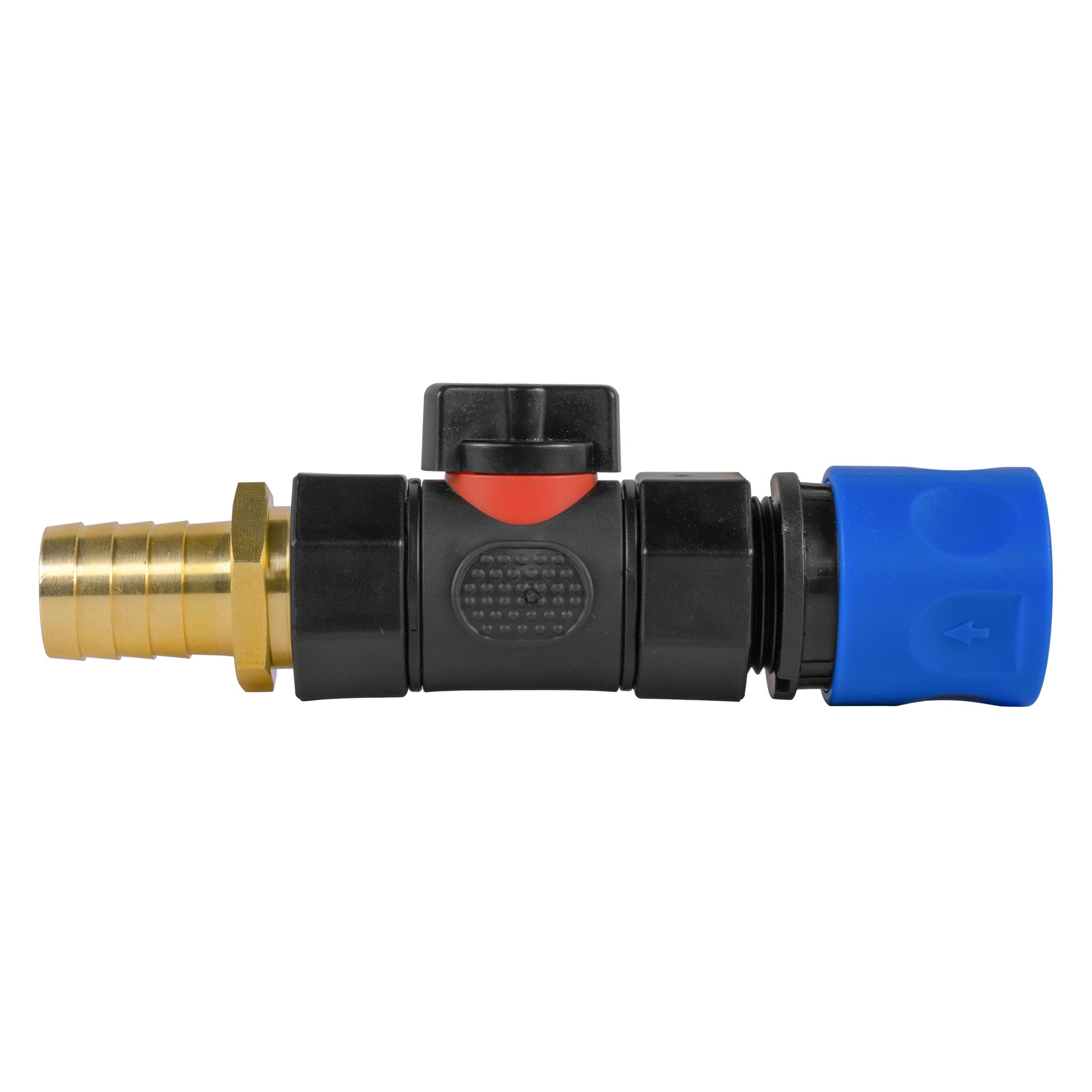 Hose Connector Blue with In-Line BSPF Valve and 19mm Brass Barb - Best4Trade-Retail Garden watering