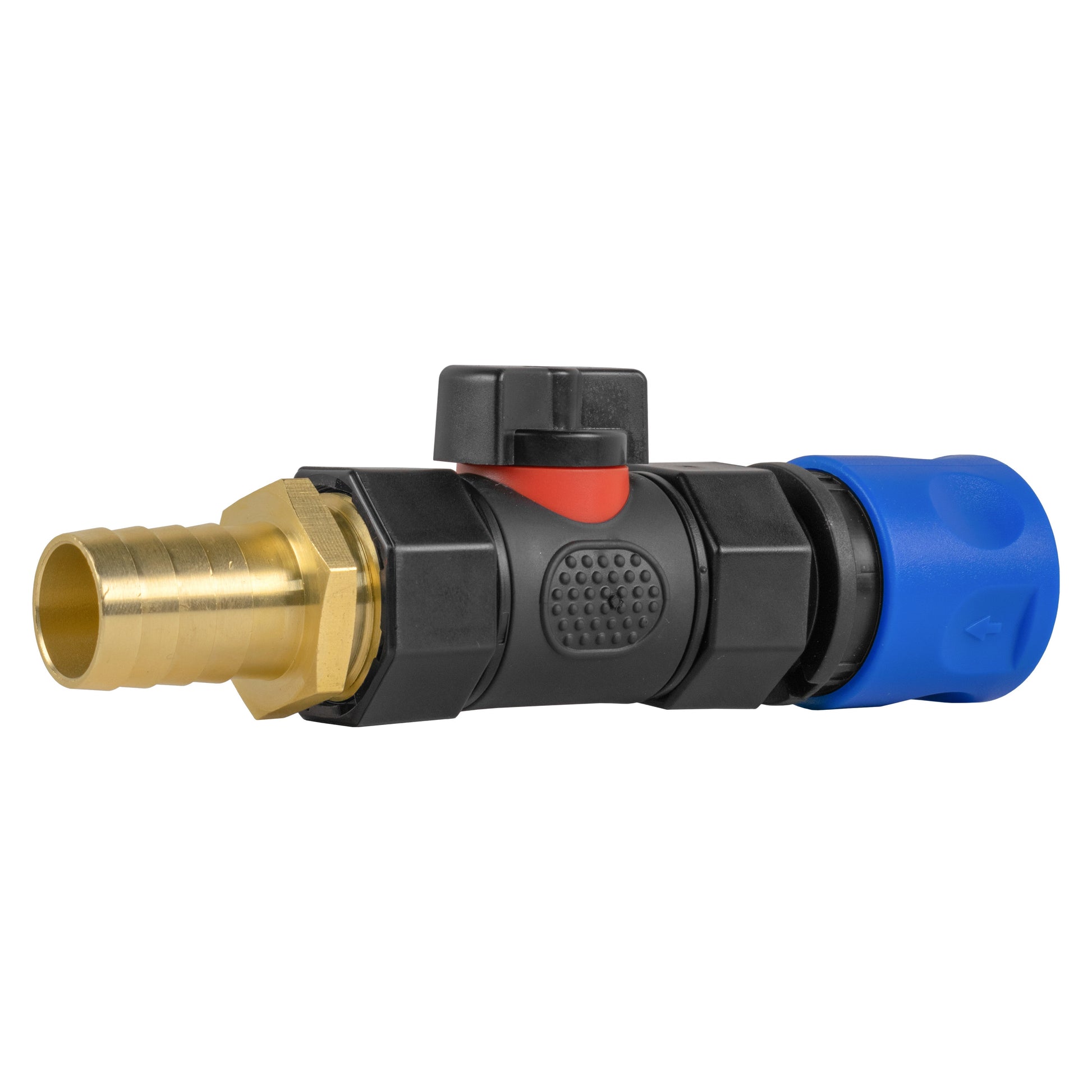 Hose Connector Blue with In-Line BSPF Valve and 19mm Brass Barb - Best4Trade-Retail Garden watering